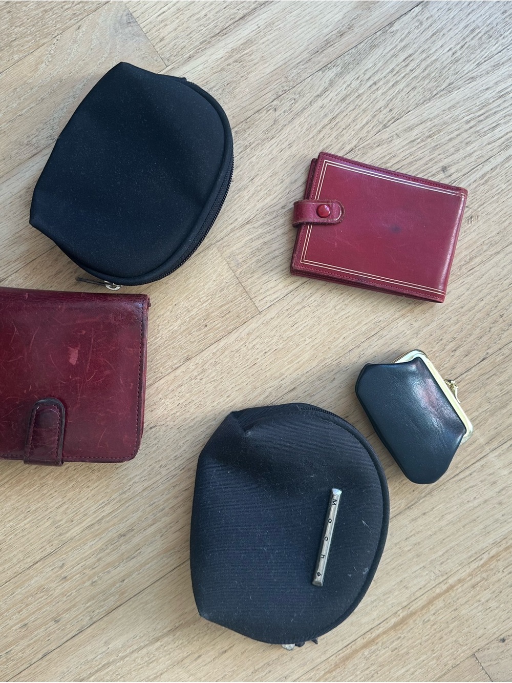 Vintage Leather Wallet & Pouch Bundle (5 Pieces) – Italy + Coin Purses